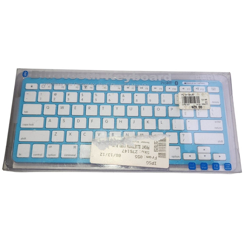 Inland ProHT Wireless Bluetooth Keyboard Model 71102 New Blue