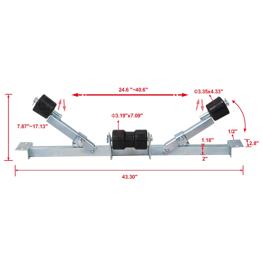 Boat Trailer Bottom Support Bracket Steel with Keel Rollers Capacity 1760lbs