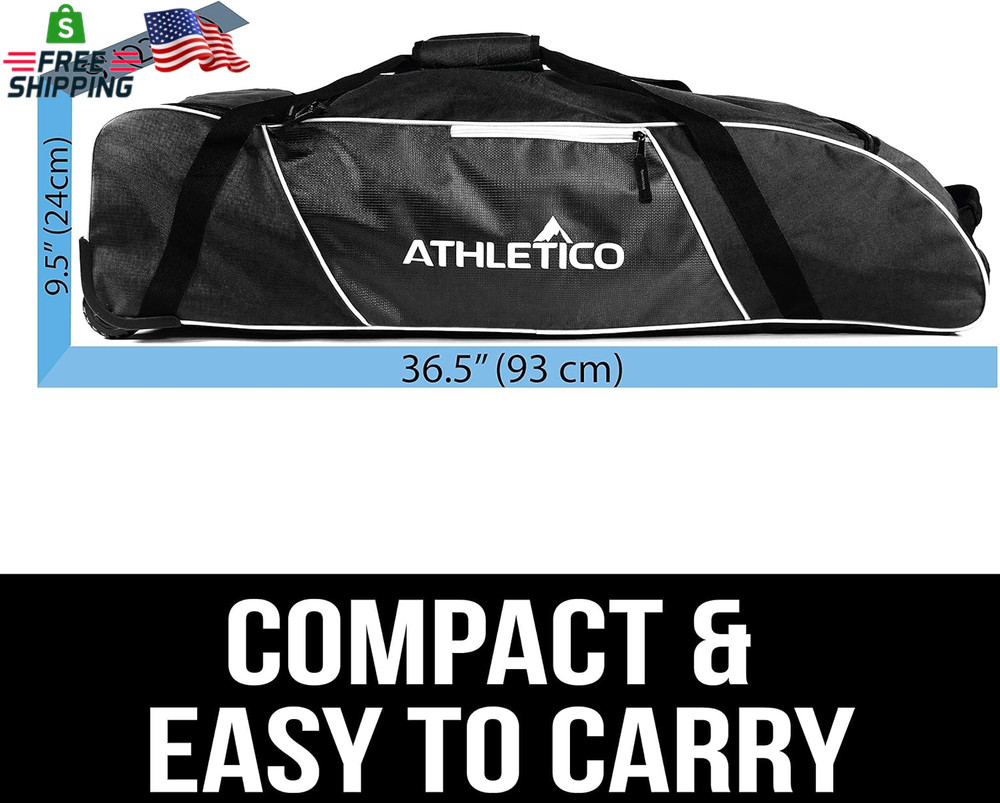Athletico Rolling Baseball Bag Black