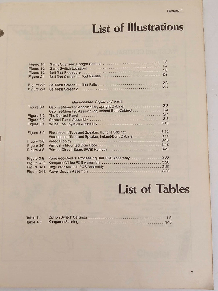 ATARI KANGAROO OPERATION MAINTENANCE & SERVICE MANUAL AND SCHEMATIC PACKAGE