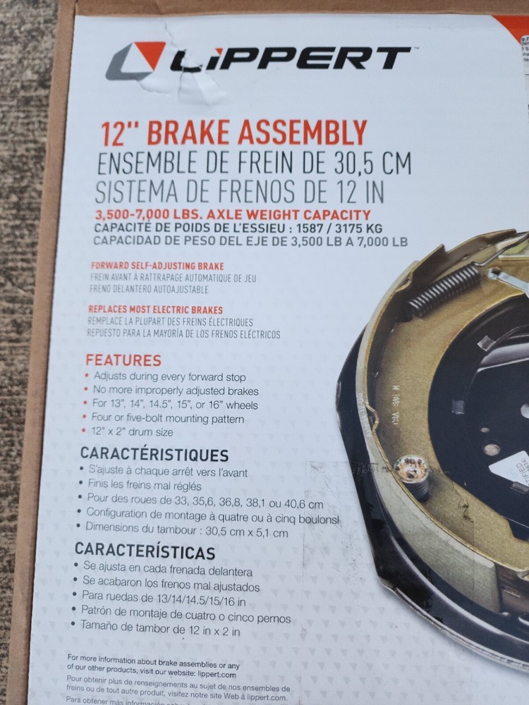 Lippert Components Forward Self-Adjusting Brakes, 12" x 2"; 7,000 lbs.- Left ...