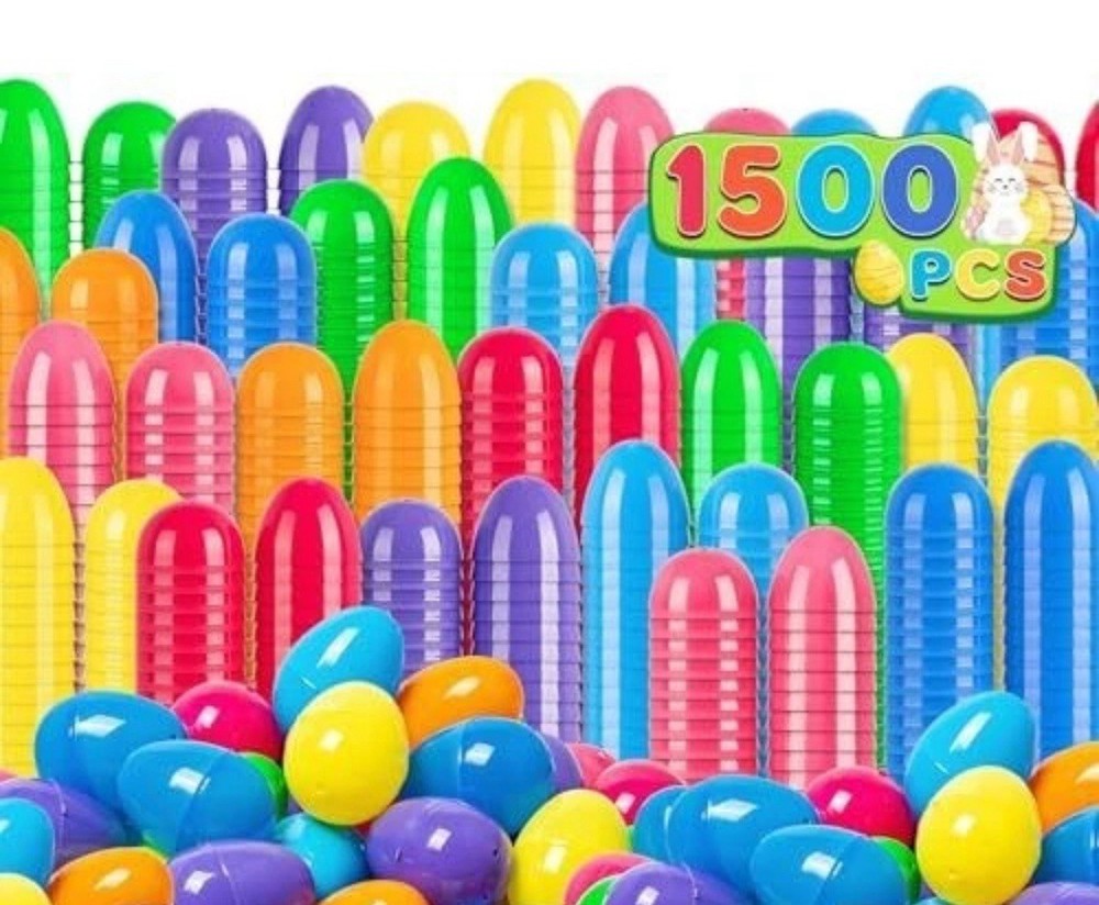 1500 Pcs Easter Eggs Assorted Bright Colors Plastic 2.25" - 6 Colors