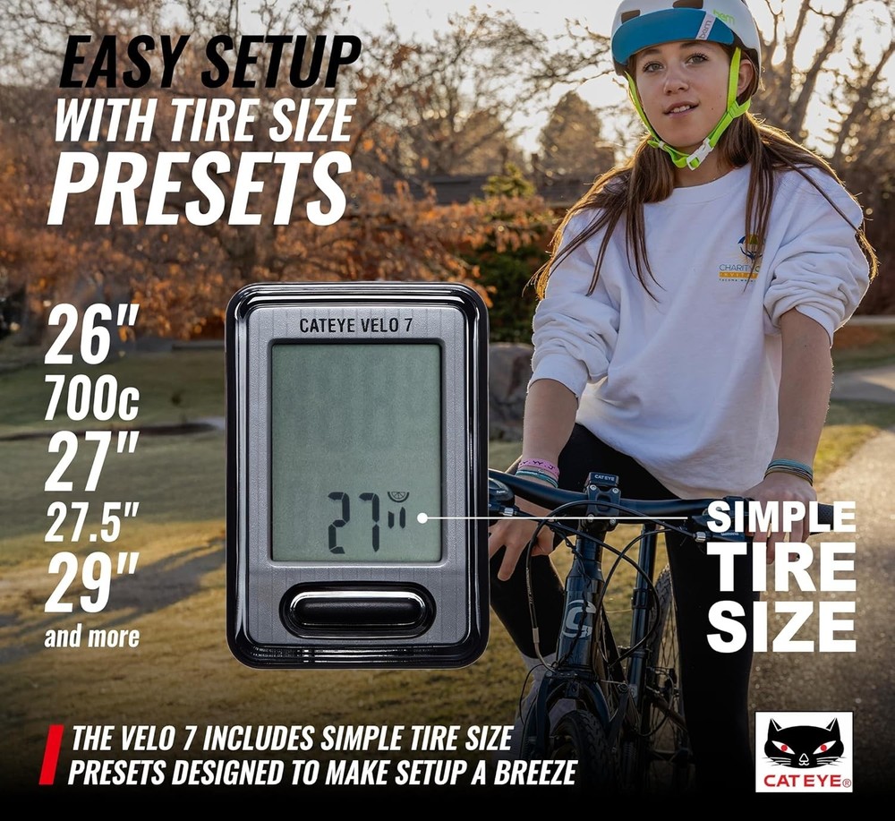 2.17-Inch Display Wired Bike Computer - Accurate for Beginner Cyclists - Velo 7