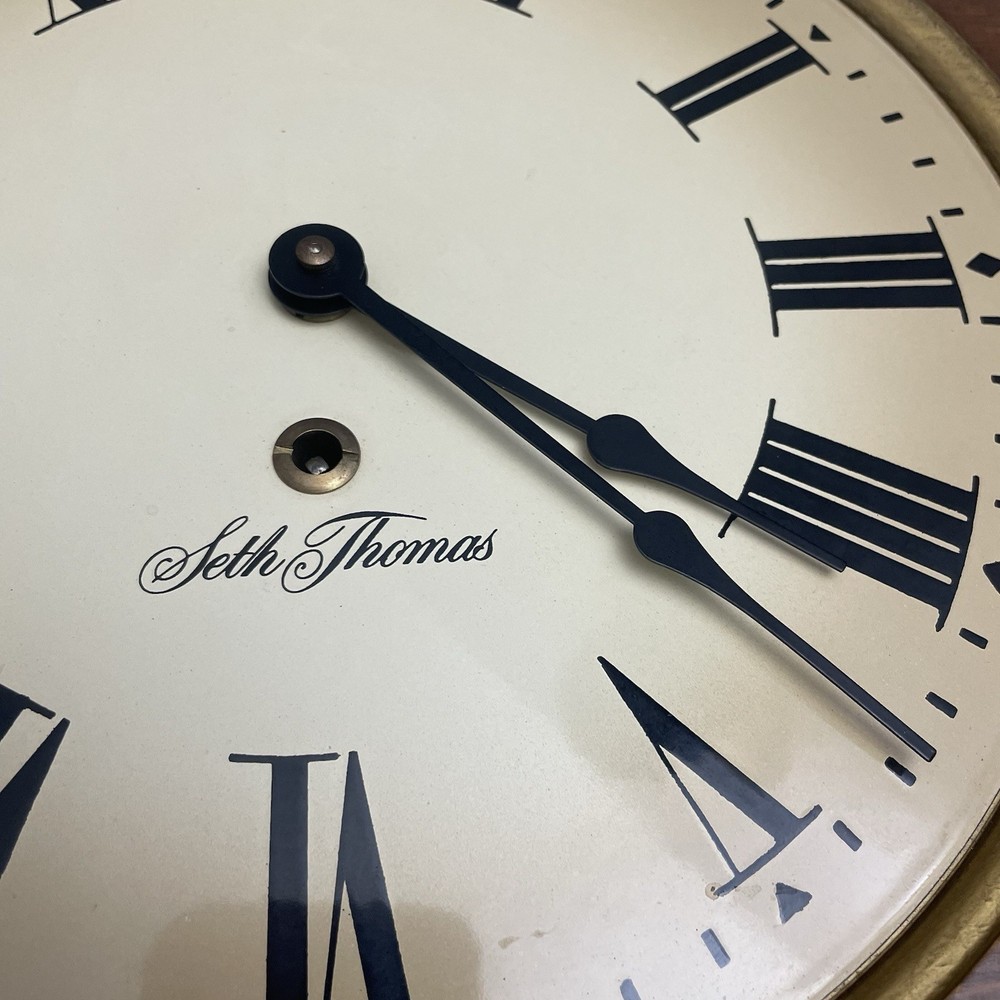 Seth Thomas Golden Rule Pendulum Wood Wall Clock E477-005 - Untested No key