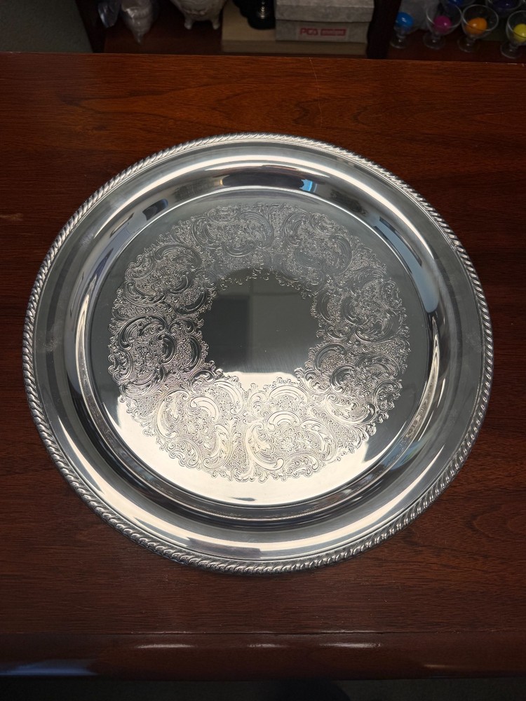 GORHAM 14" ROUND SILVER PLATED SERVING TRAY YH363-1