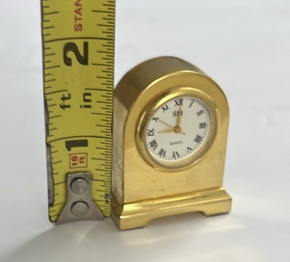 Vintage Miniature Clock Solid Brass Desk Clock Non Working