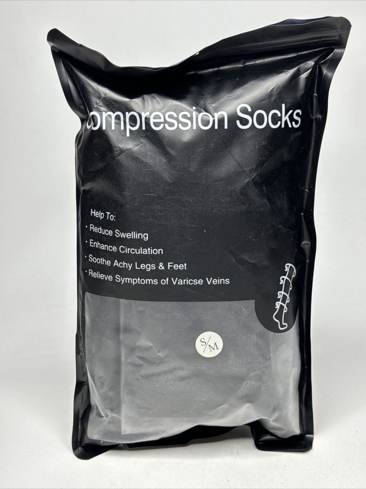 MIRACLE Socks COMPRESSION BLACK 2 Pack Unisex Size Small S/M