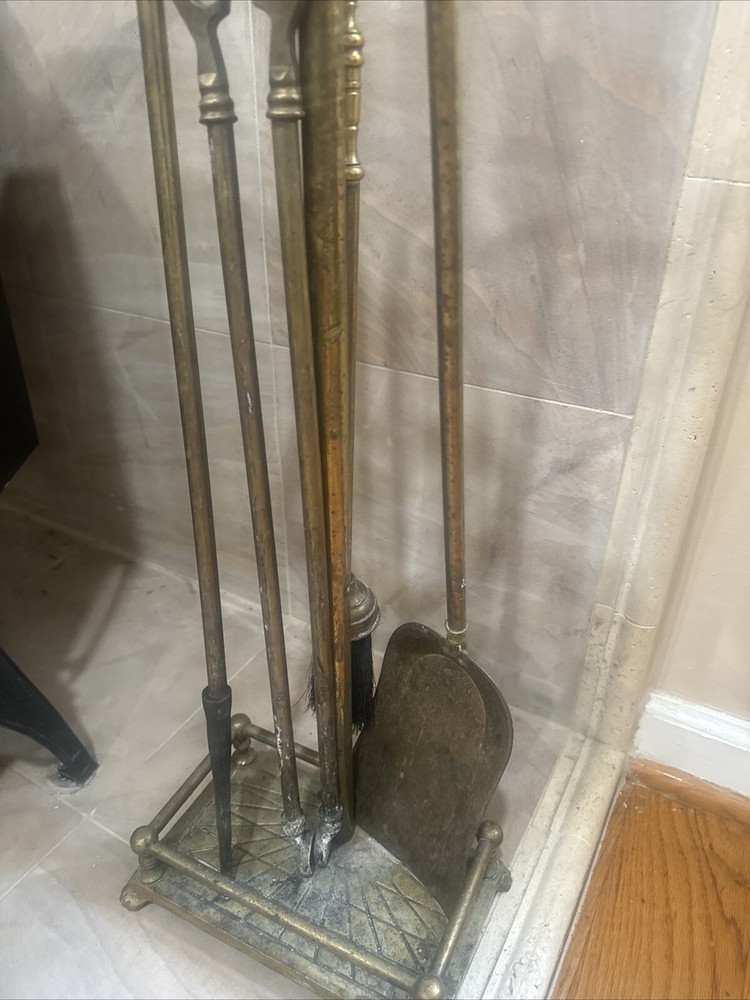 Vintage Gold Fireplace Tools w 4 Tools