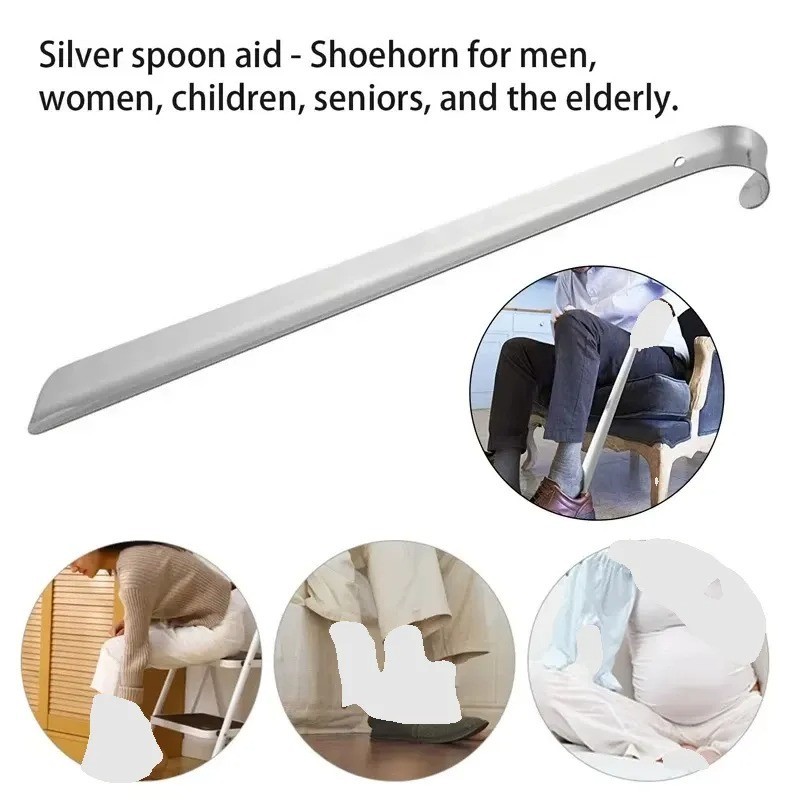22in Extra Long Handle Shoe Horn Stainless Steel Metal Shoes Remover Shoehorn US