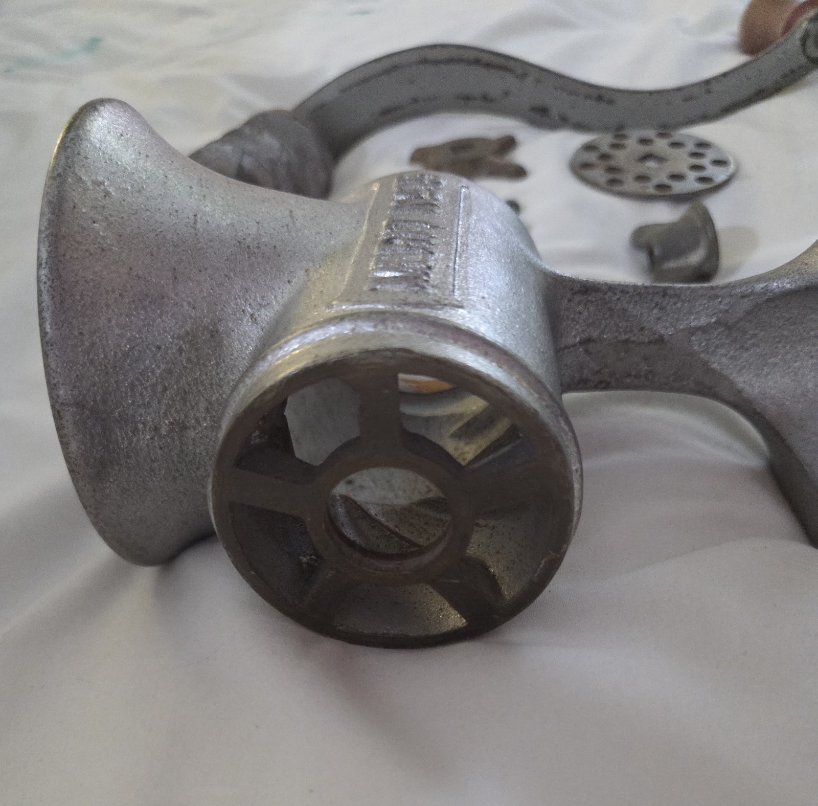 VINTAGE 1930s MERIT #15 CAST IRON COUNTER TOP MEAT GRINDER