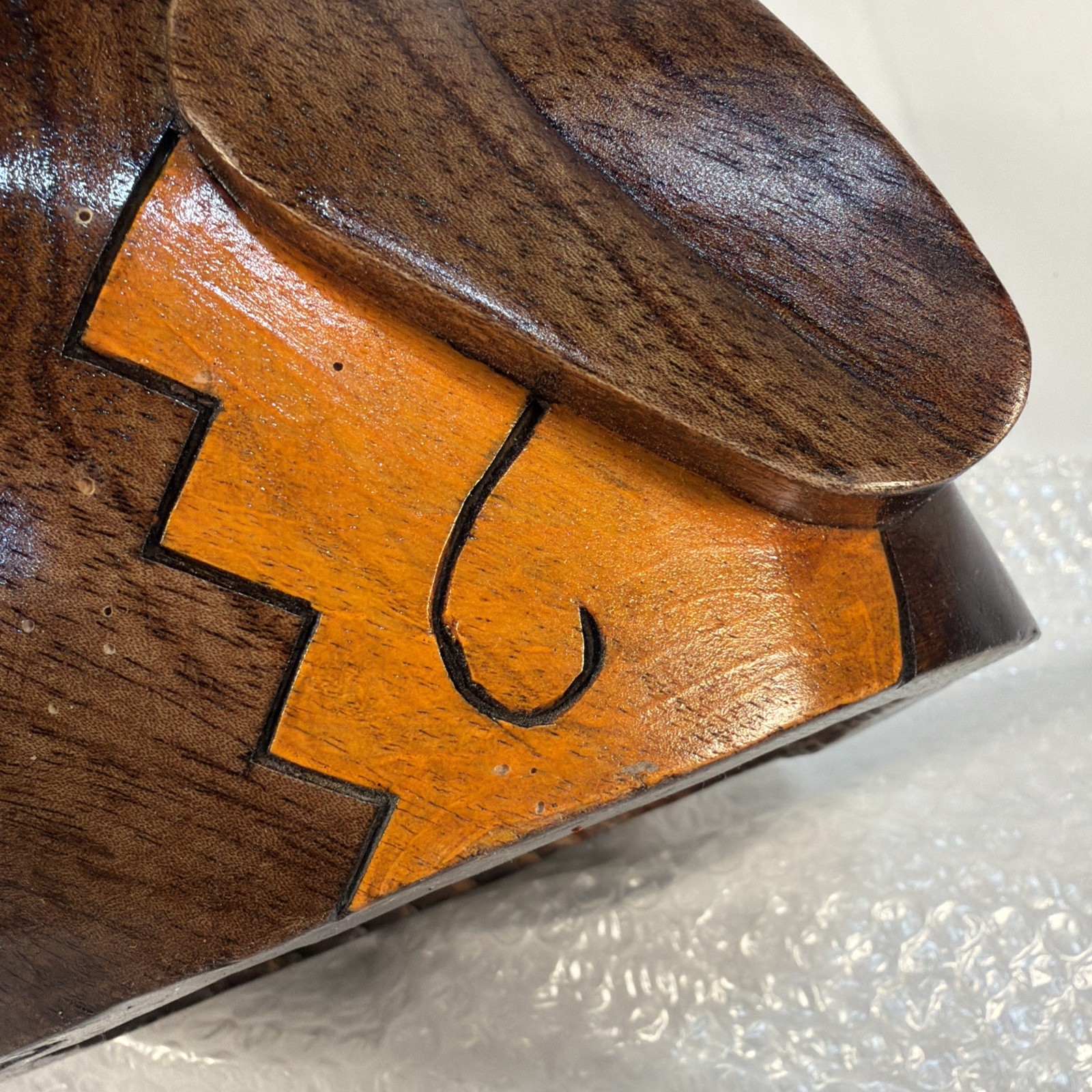 Vintage MCM Mayan Handcarved Wood Jaguar Panther Head Folk Art Rare