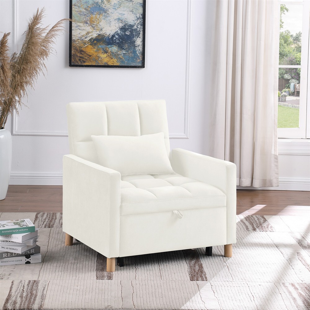 Convertible Sofa Bed Chairs 3-in-1 Multi-Functional Folding Sofa Beige