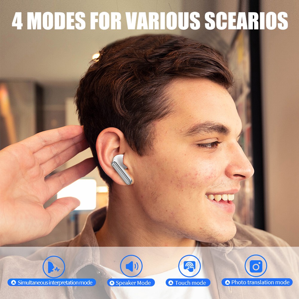 150 Language Translator Earbuds Wireless Bluetooth Two Way Translating Device