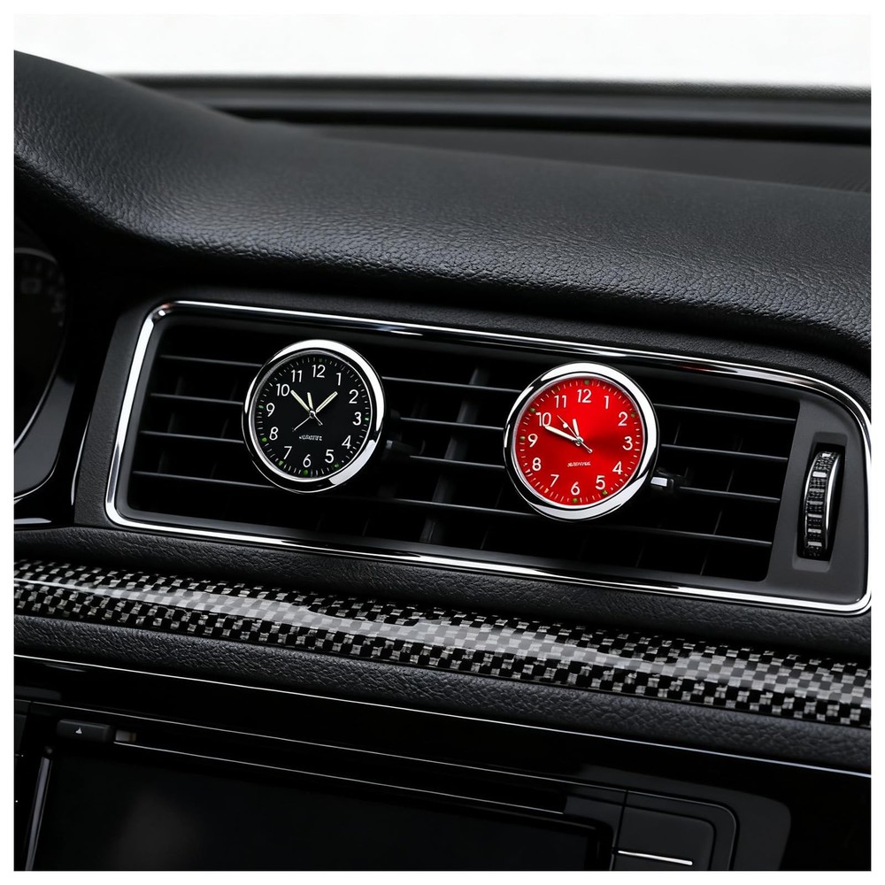 2 Pcs Analog Car Clocks Stick On Dashboard Clock Mini Auto Tiny Watch