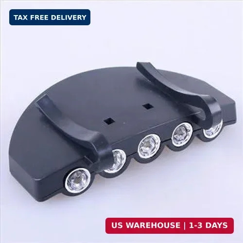 5 LED Clip-On Cap Light Bright Headlamp Hat Flashlight