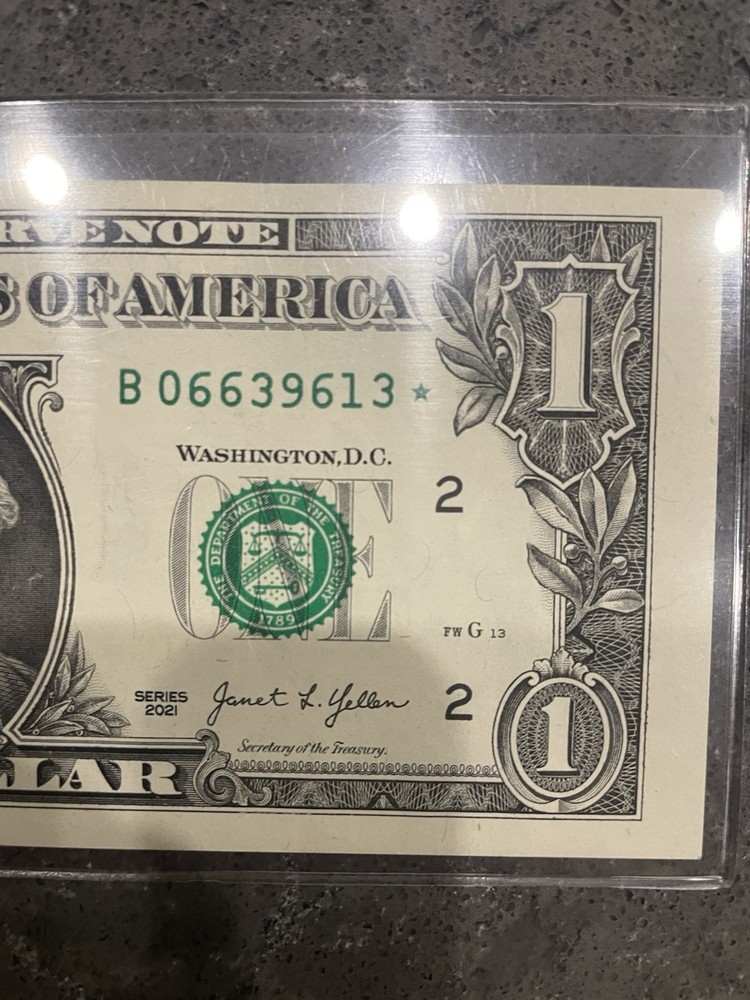 2021 Series Star Note Misaligned Error One Dollar Bill