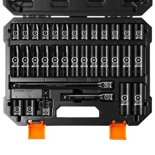 1/2" Drive Impact Socket Set, 33 Piece Deep & Shallow 33Pcs Shallow&Deep