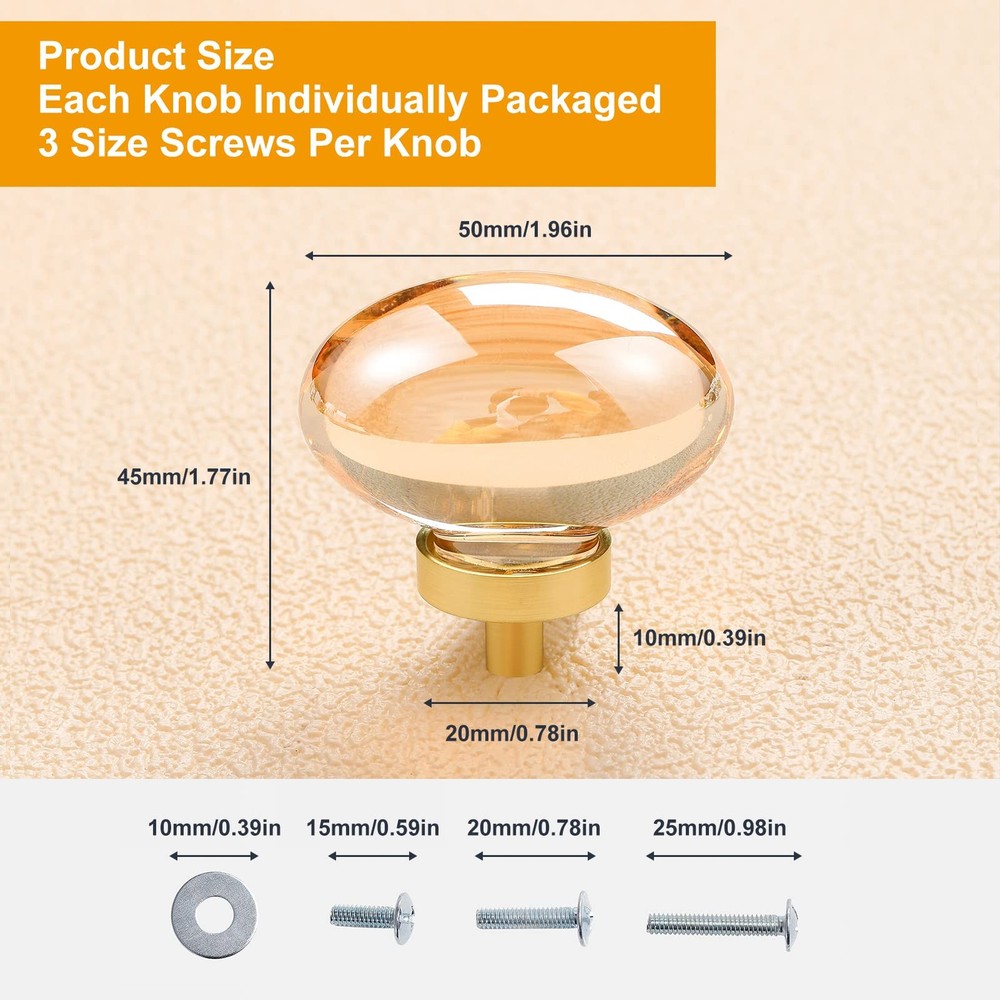 8 Pack Champagne Crystal Cabinet Knobs Gold Cabinet Knobs Glass Knobs For Dresse