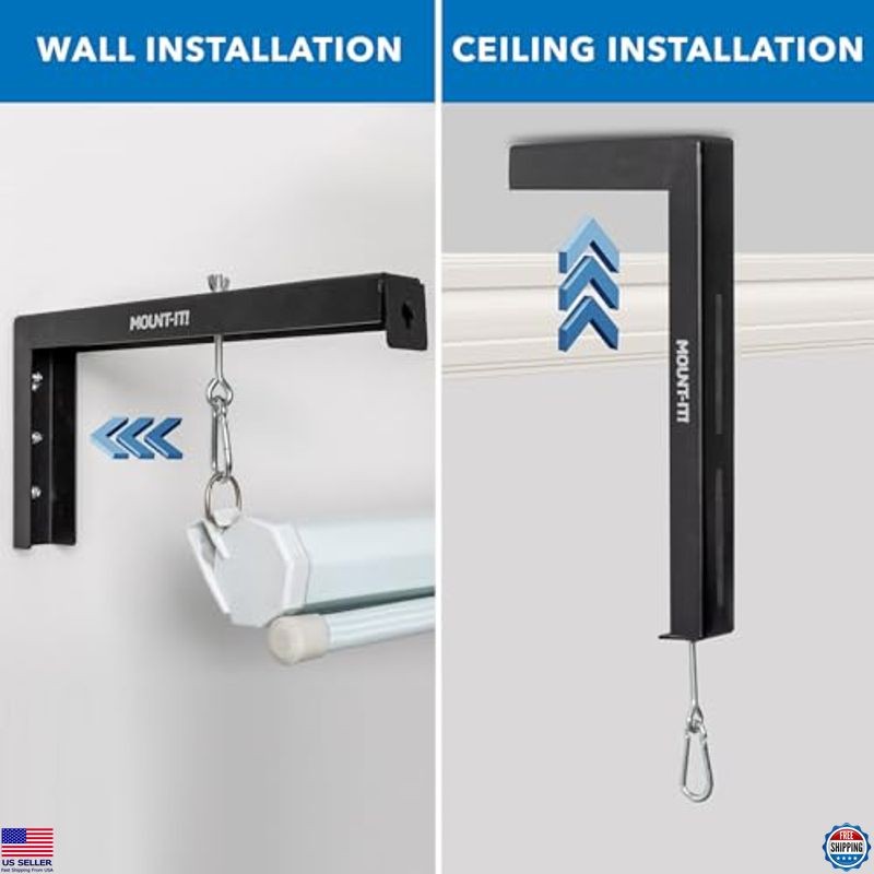 Mount-It! Extra Large Heavy-Duty Projector Screen Wall Mount L-Brackets, 66 lbs