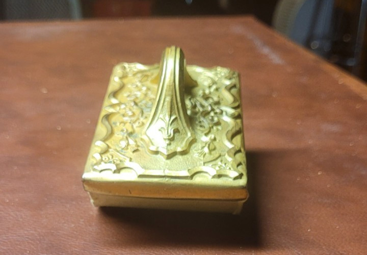 Vintage Brass S K Co. Art Nouveau Inkwell, Roller Blotter,pens - Ornate Etching