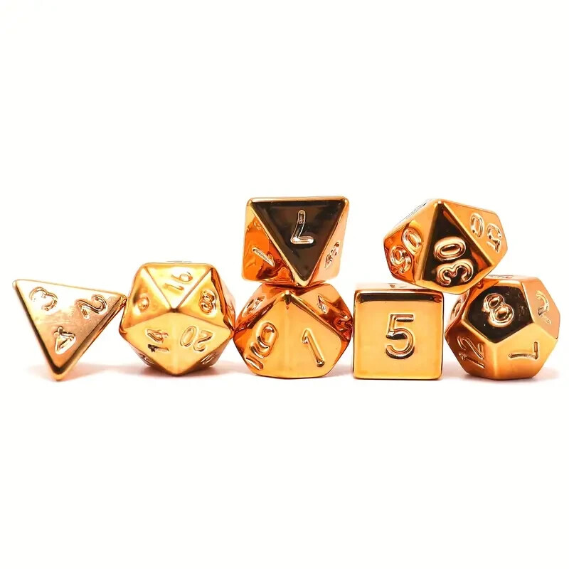 7-Piece Electro Plated DND Dice Set Polyhedral Tabletop Game Dice Role-Playing
