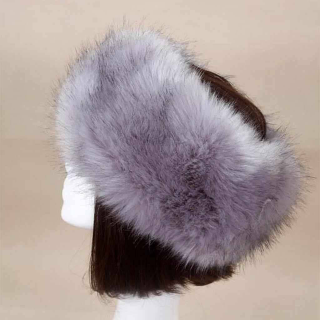 Women's Winter Russian Fluffy Faux Fur Headband Hat Thick Ear Warm Snow Ski Cap