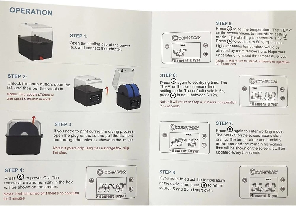 Compact 3D Filament Dryer Box with Effective Humidity Control and Storage