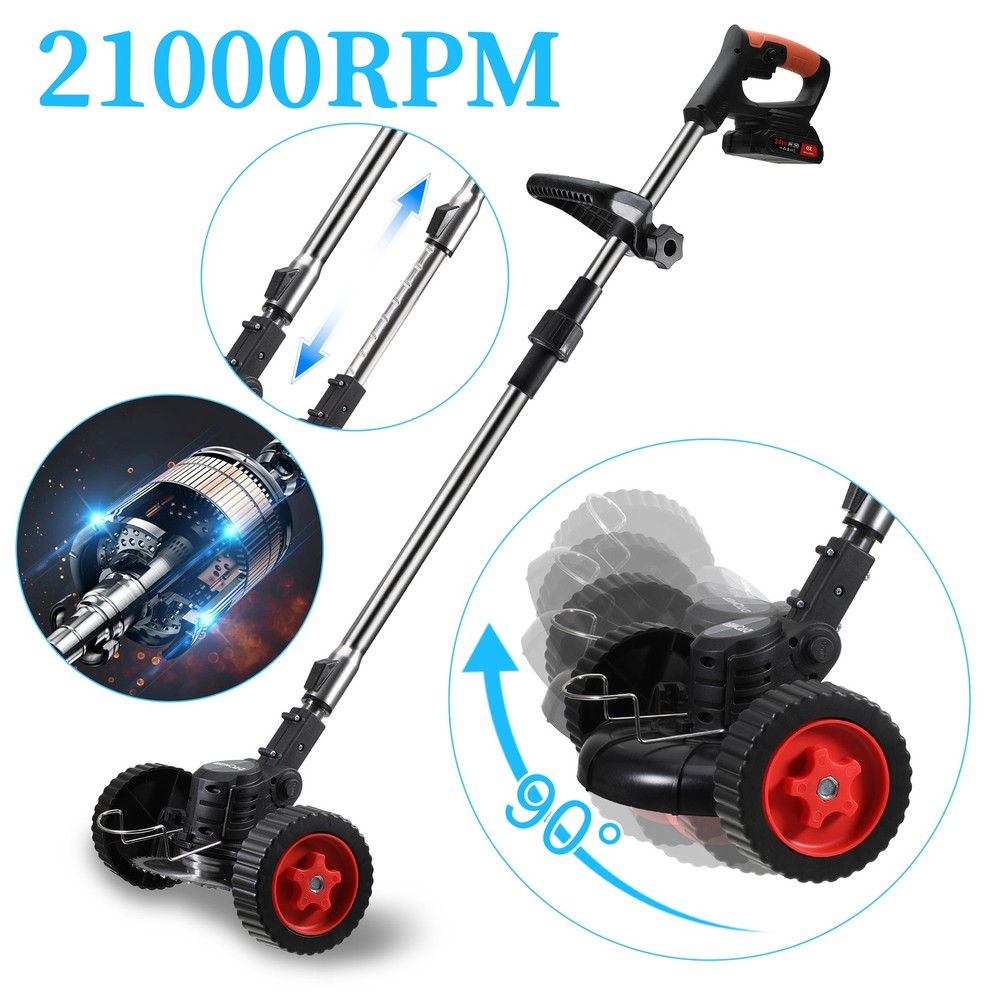 2 Battery Electric Cordless Grass String Trimmer Lawn Edger Weed Wacker Cutter