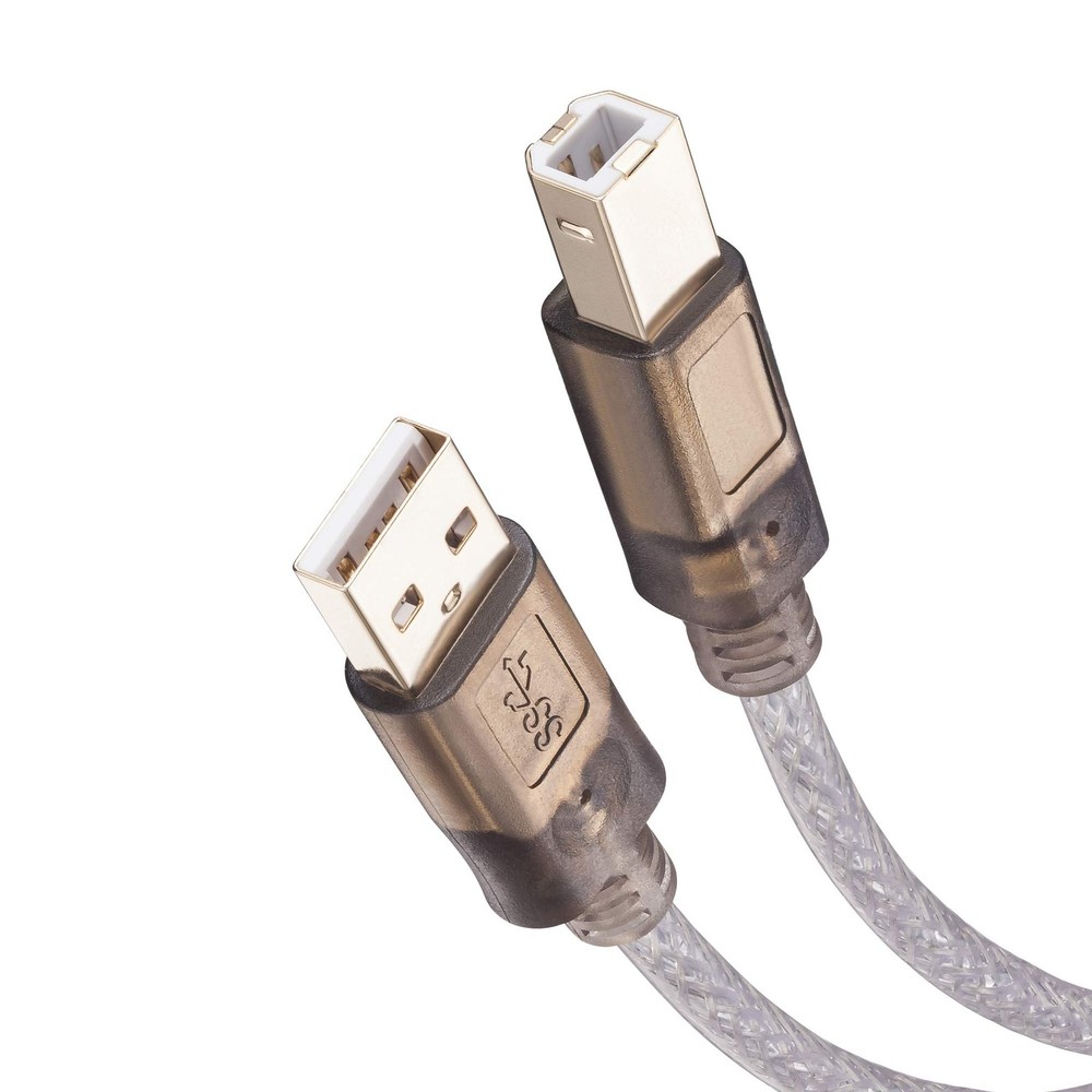Printer Cable 25Ft,2.0 Scanner ['25 Ft/8M'], Translucent silver