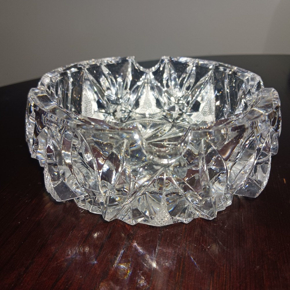 Austrian Crystal Glass Ashtray with Pinwheels