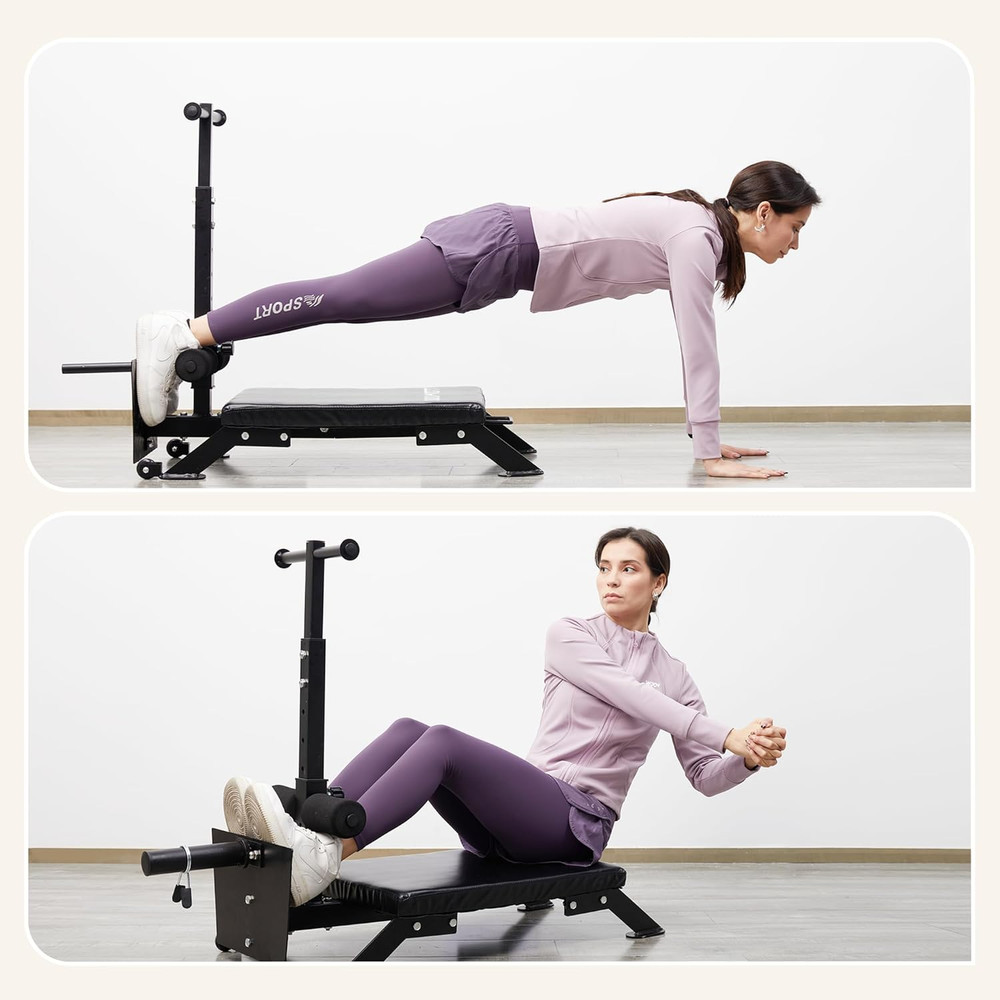 Nordic Curl Machine, Adjustable Hamstring Curl Bench, Glute Machine with Bands a