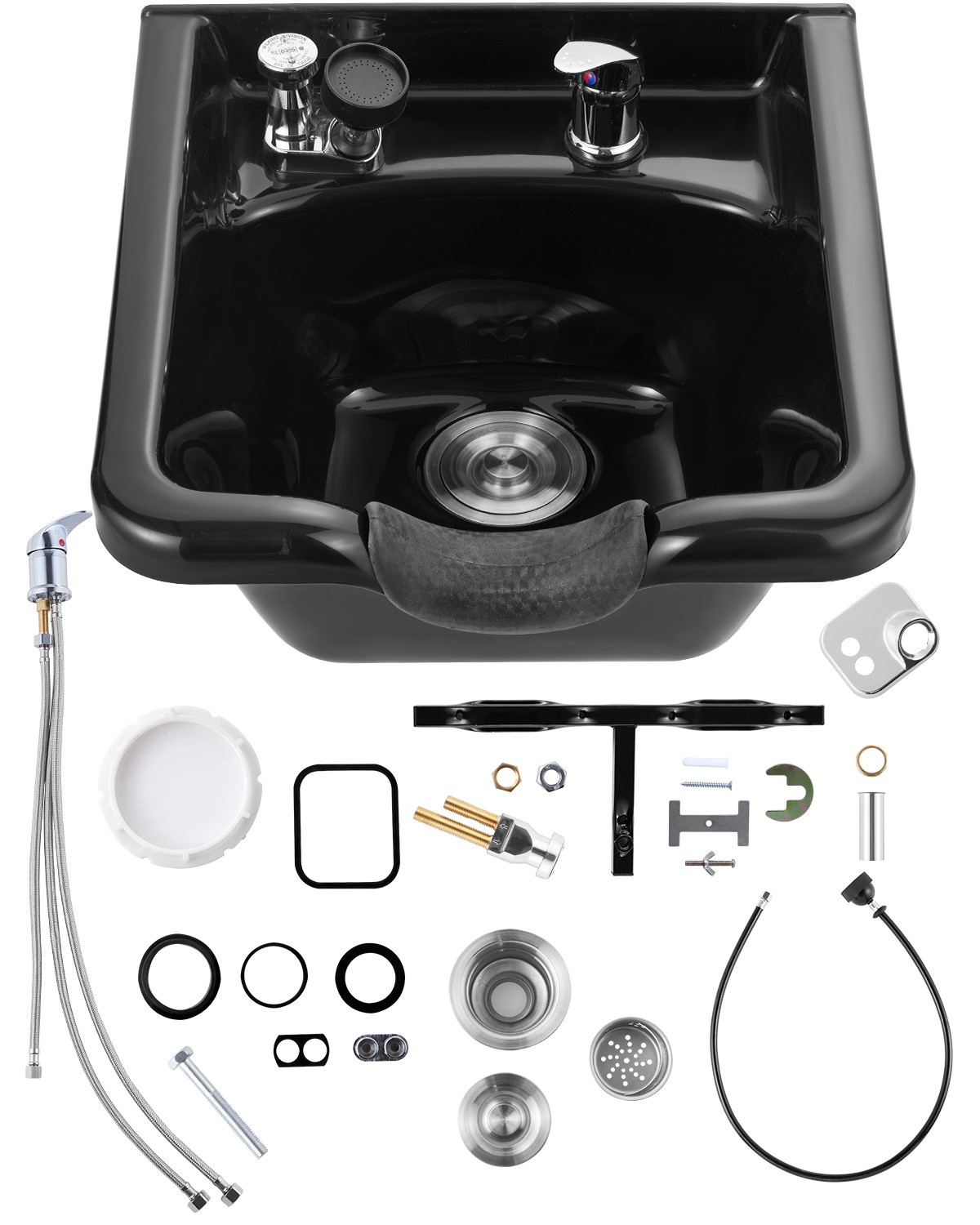 VEVOR Shampoo Bowl Black Square Plastic Shampoo Sink for Hair Wash Beauty Salon