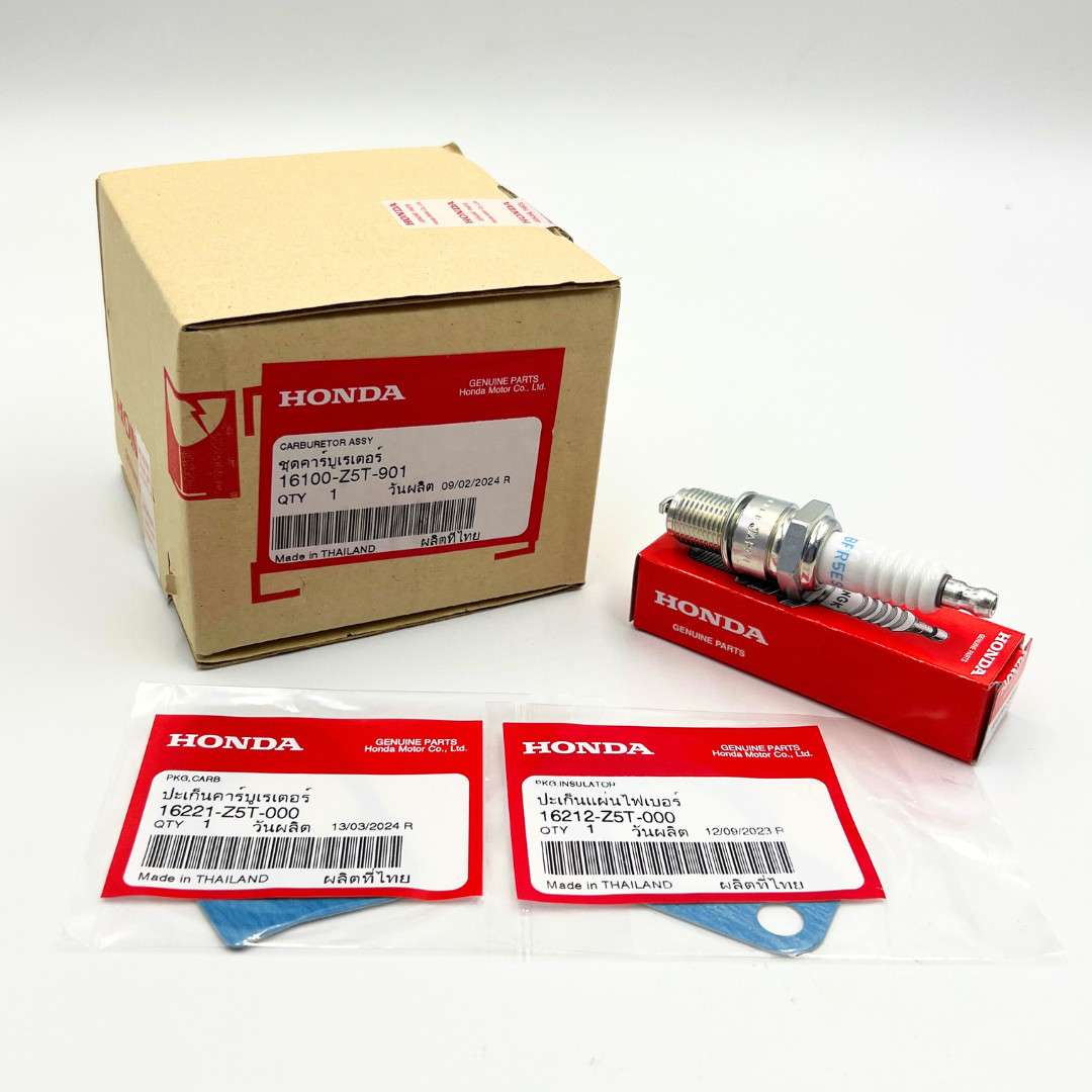 Genuine Honda 16100-Z5T-901 Carburetor kit w/ Gaskets & Spark Plug 98079-55846