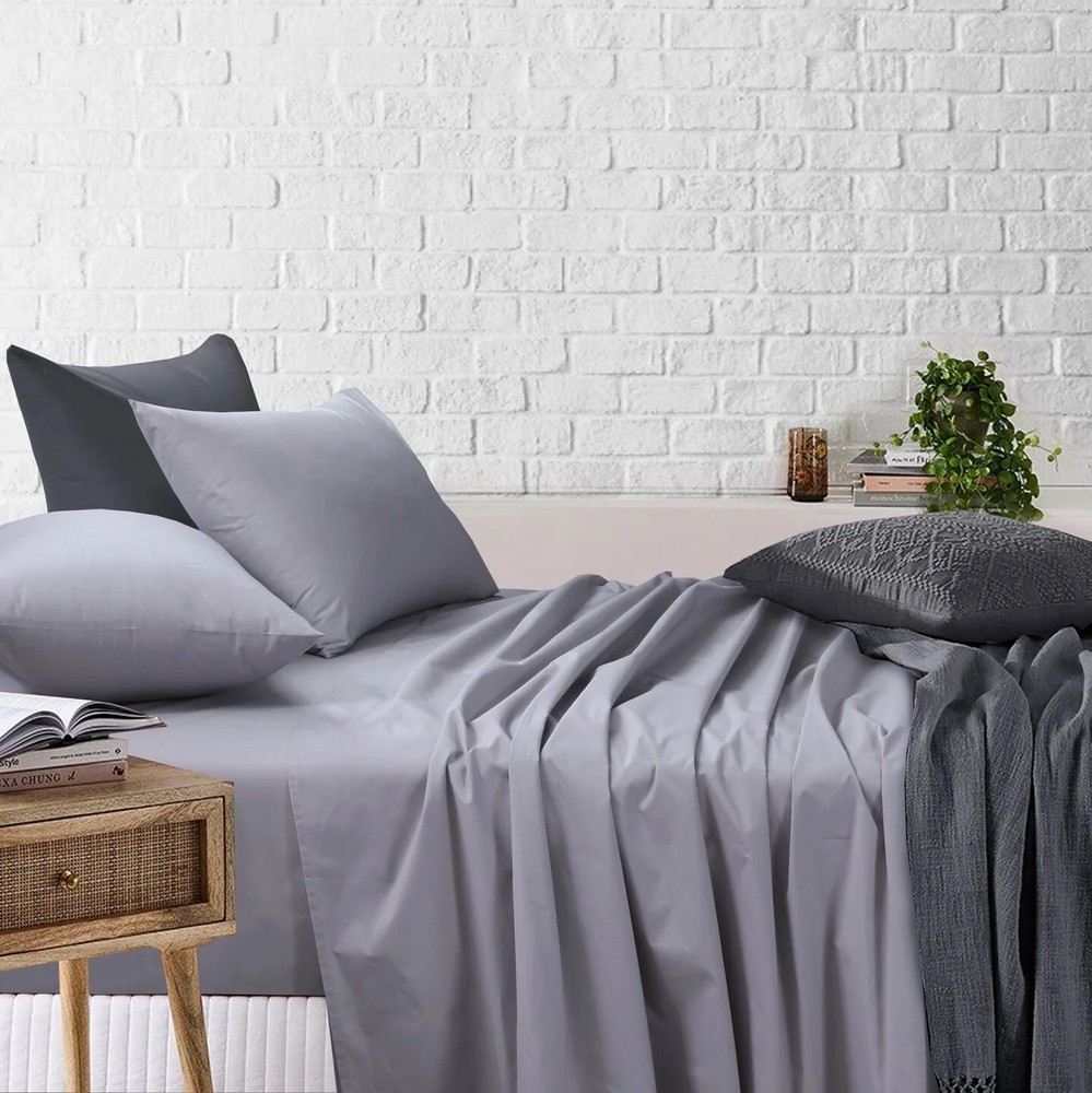 Bed Sheets Cotton Rich Single Double King Queen Flat Fitted Sheet Pillowcases