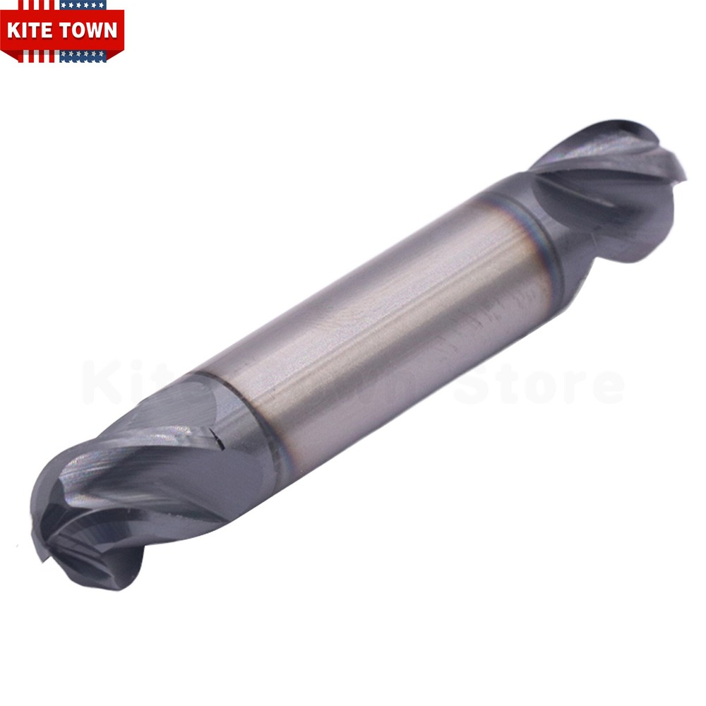 4 Flute 1/2" Solid Carbide Ball Nose End Mill - Double End - AlTiN Coated