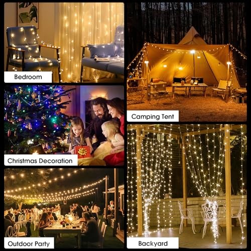 2-Pack Camping String Lights with Remote Control, 4 in 1 Portable 2 Pack