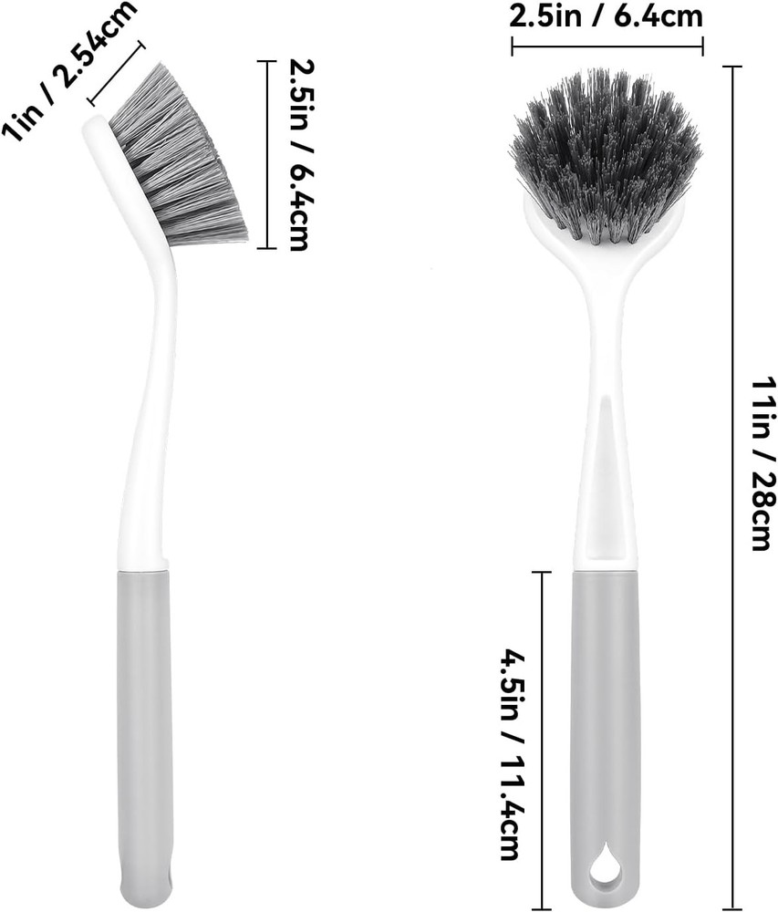 2 Pack Kitchen Scrub Brushes for Cleaning Dish Brush with Handle for Pans, Pots,
