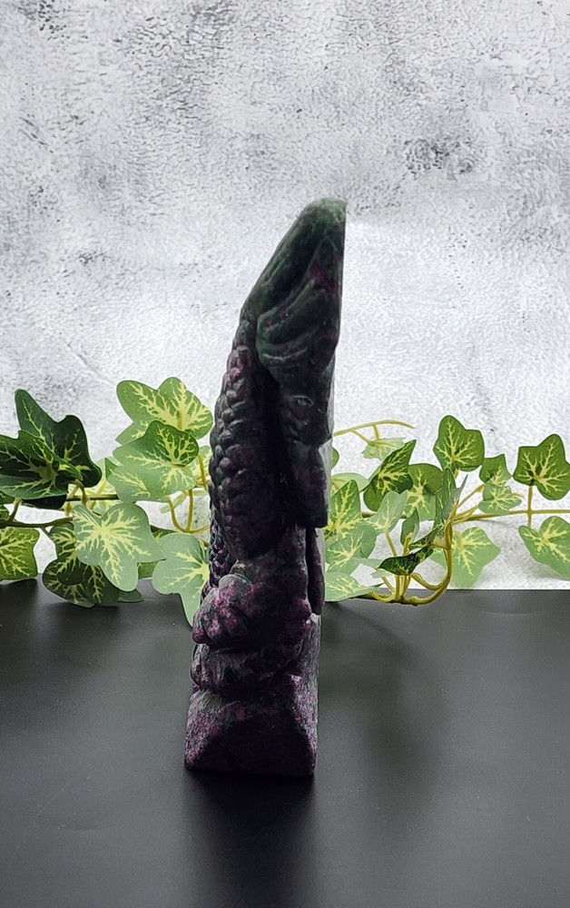 UV Reactive Ruby Kyanite Dragon, Statement Piece Ruby In Kyanite Hand-Carved