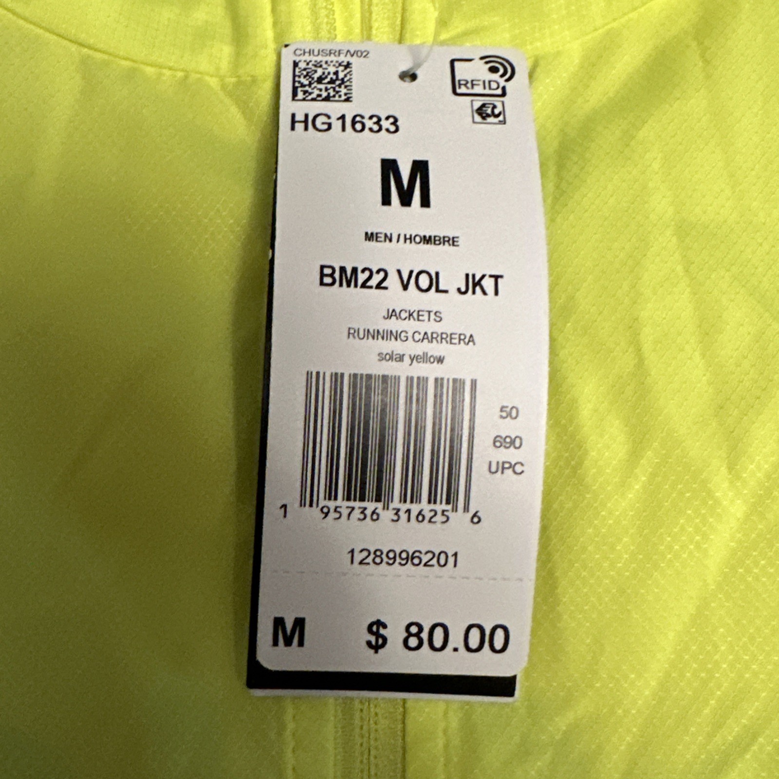 Adidas Mens Yellow 2022 Boston Marathon Volunteer Running Jacket HG1633 MED