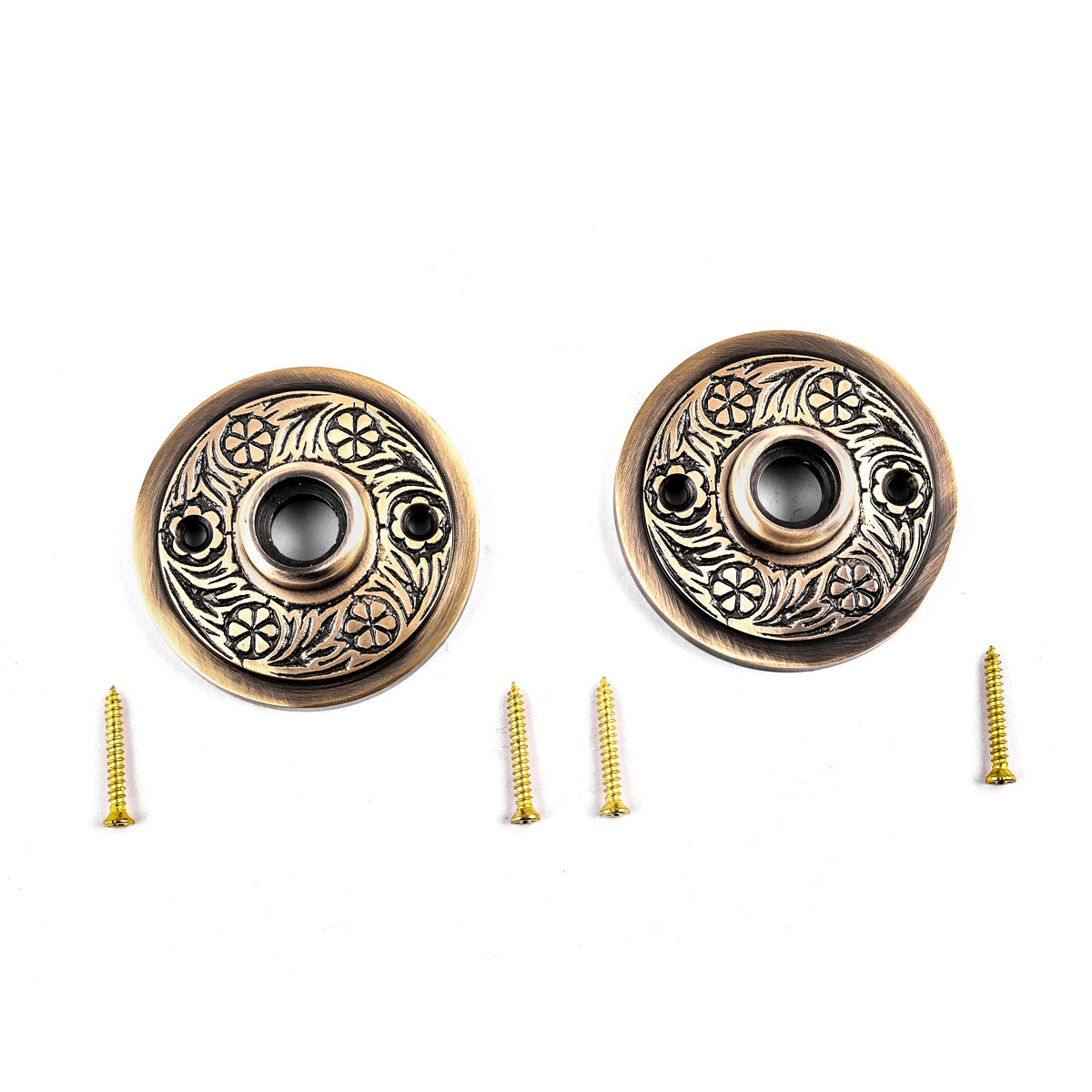 Pair of Victorian Rosette Cast Antique Brass Door Hardware Renovators Supply