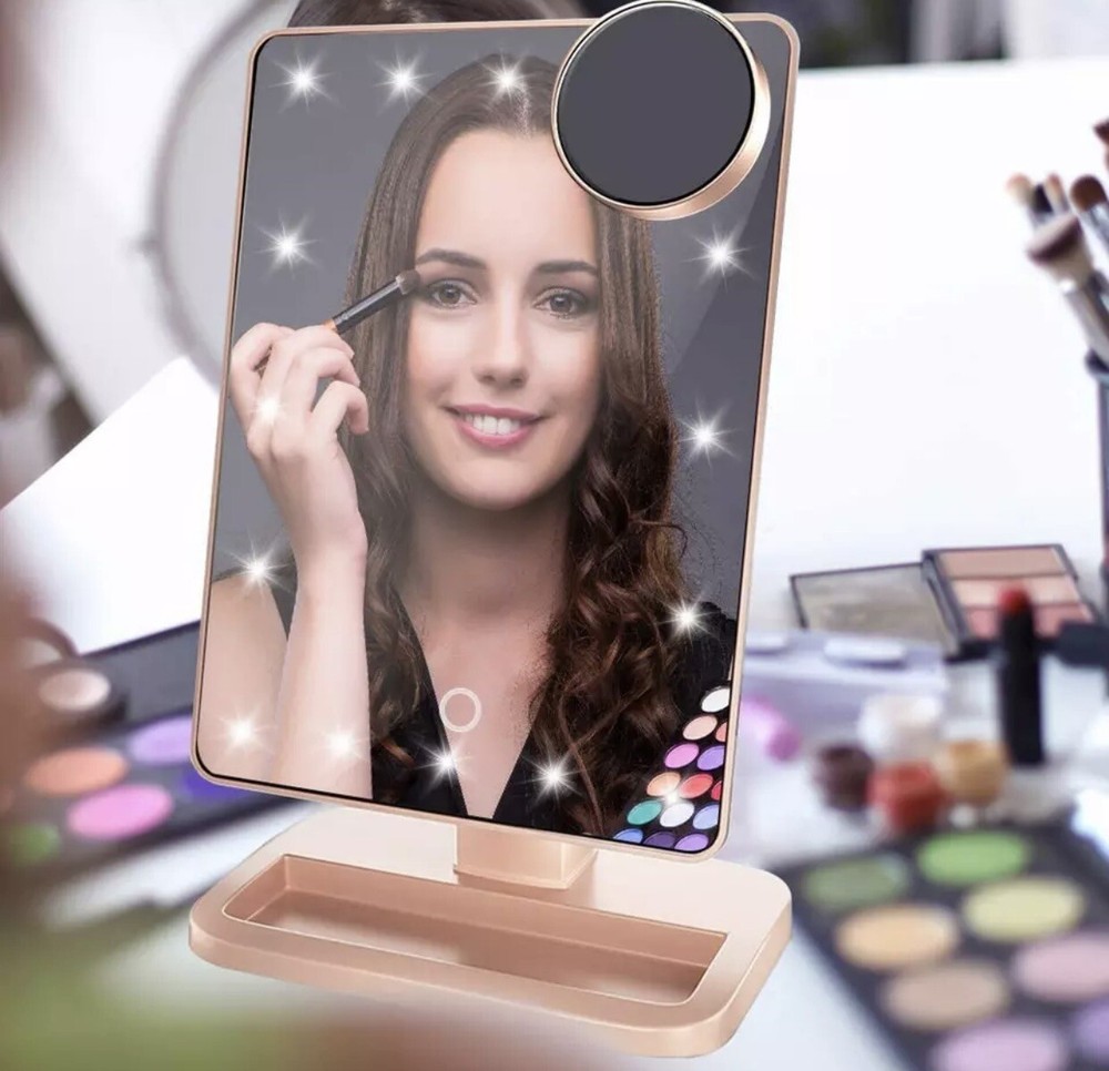 LED Lighted Make up Vanity Mirror Bluetooth 360° Adjustable Rotation Dimmable