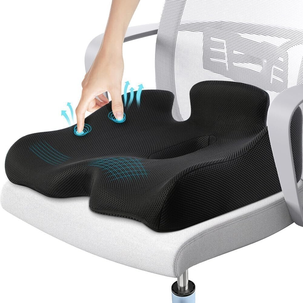High-Density Memory Foam Seat Cushion for Sciatica Support & Comfort - Portable!