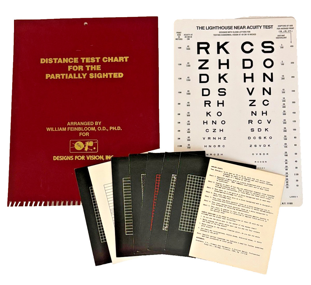 Low Vision Kit Feinbloom Chart Lighthouse Card Amsler Grid Set Optometry