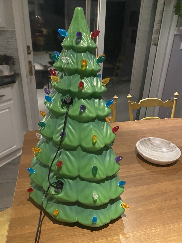 Plastic Blow Mold Lighted Christmas Tree 27”