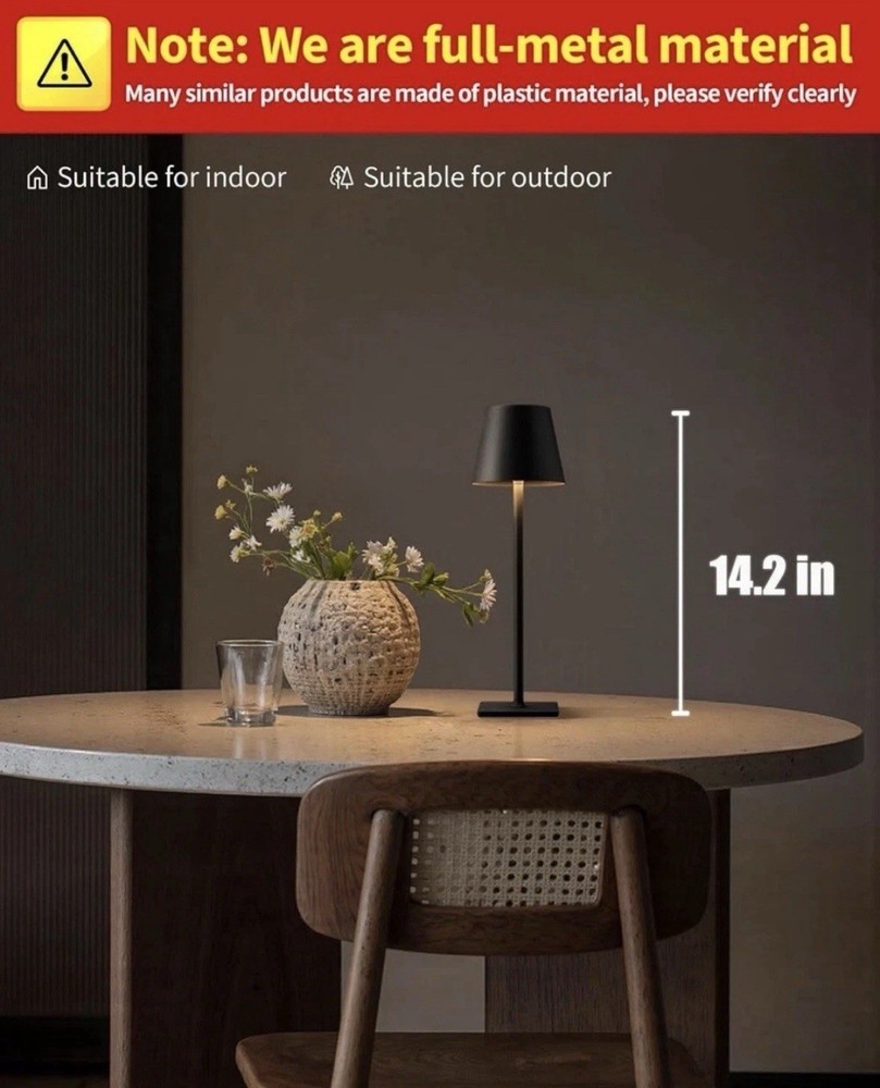 Rechargeable Cordless Table Lamps, 2 Pack with Touch Control & Waterproof Design