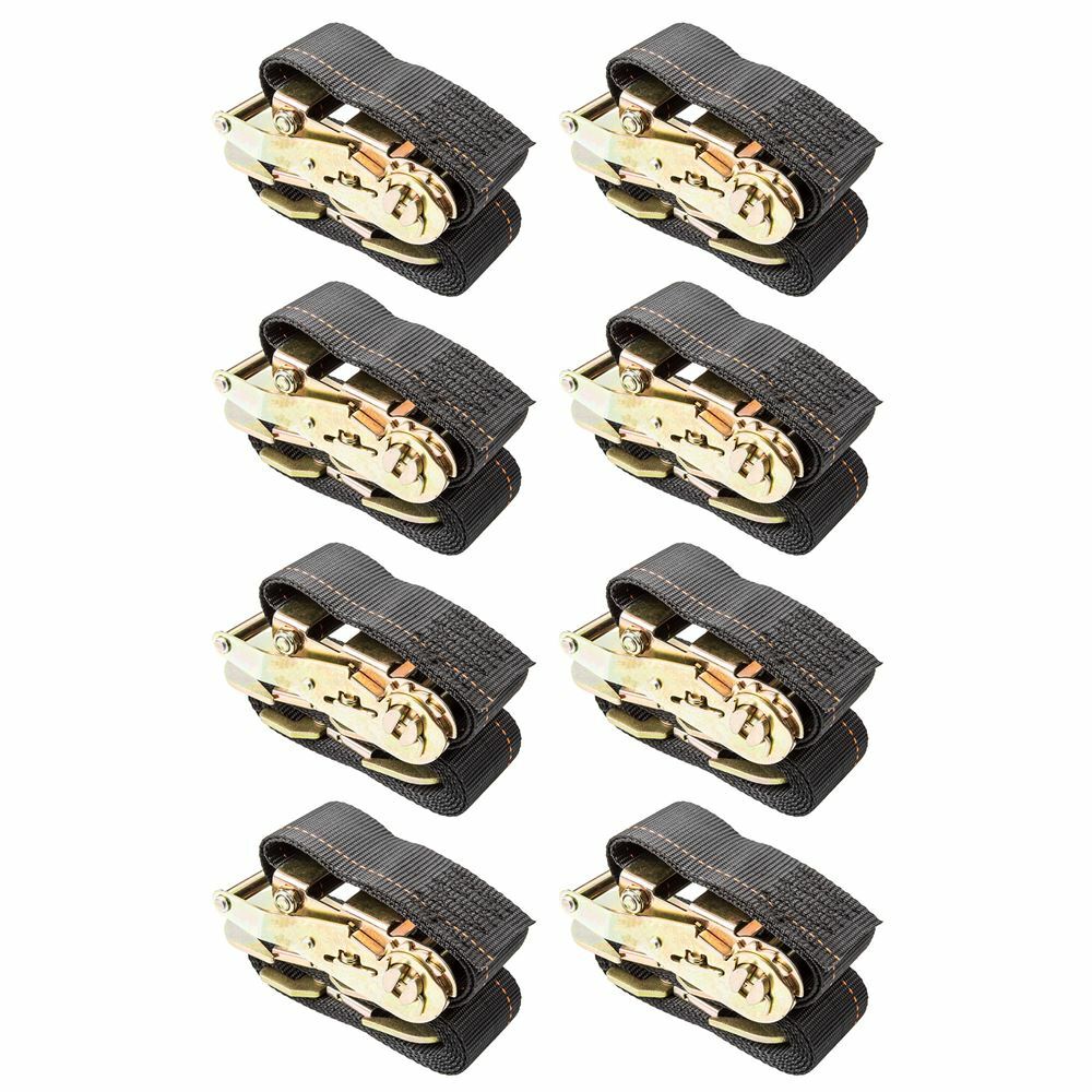 2" Ratchet Snap Hook Tie-Down Straps - 8 Pack