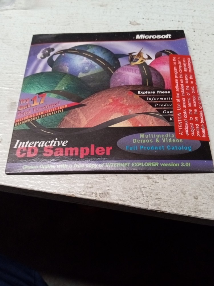 MICROSOFT INTERACTIVE CD SAMPLER 1996 WINDOWS 95 x8 MULTIMEDIA DEMOS & VIDEOS