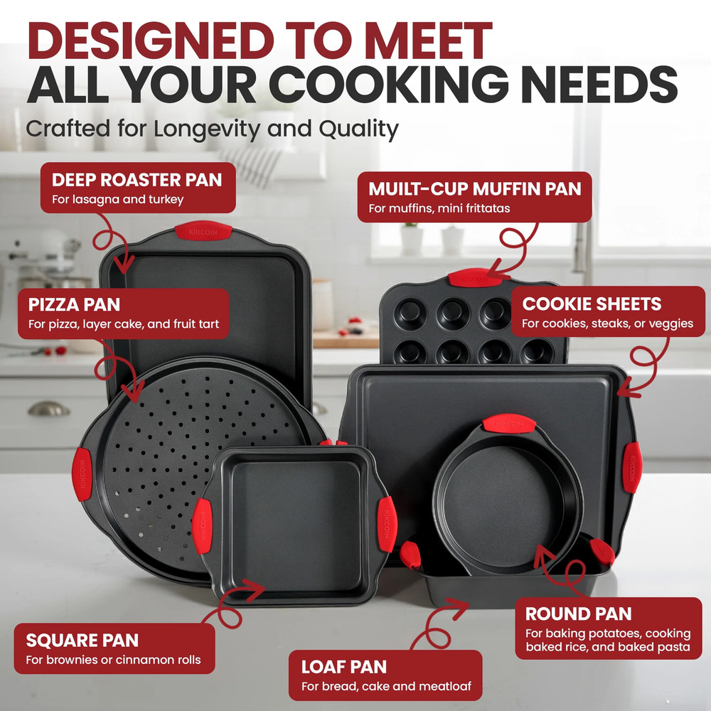 Kikcoin Bakeware Set, 33-Piece Baking Pans Set, Nonstick Baking Sheet Pans