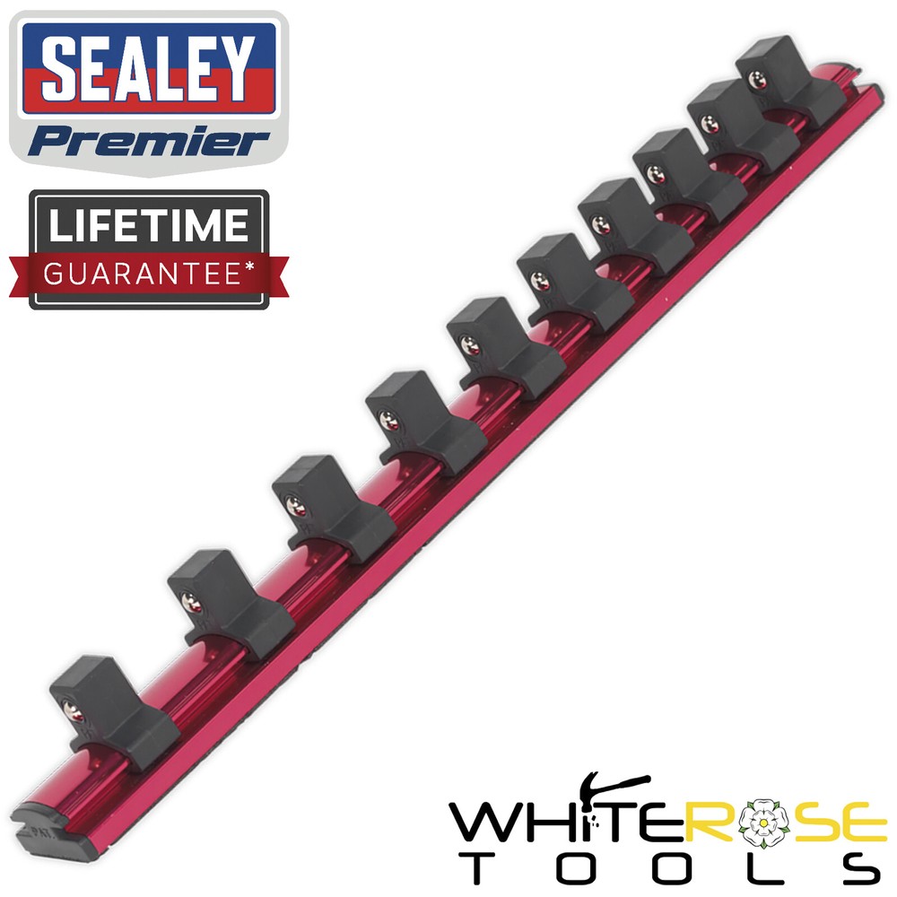 Sealey Socket Retaining Rail Magnetic 1/2"Sq Drive 10 Clips Premier