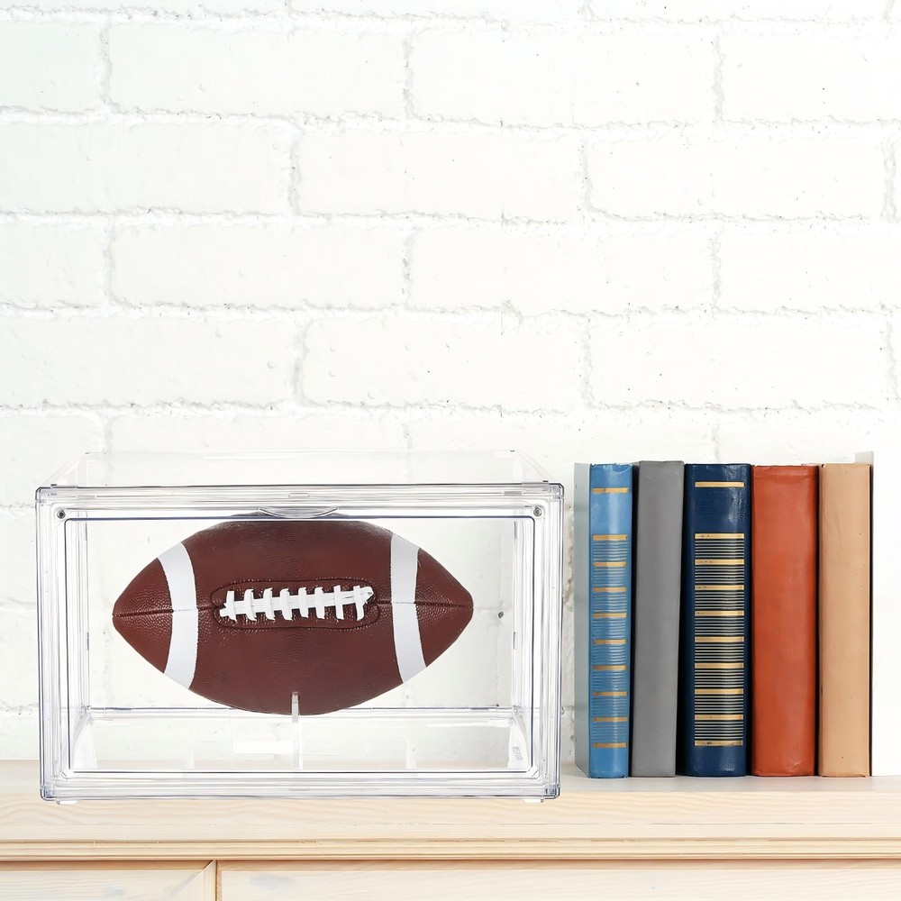 Thyle 4 Pack Football Display Case Full Size Clear Acrylic Stackable